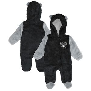 Outerstuff Las Vegas Raiders Game Nap Teddy Fleece Bunting Full-Zip Sleeper- NB